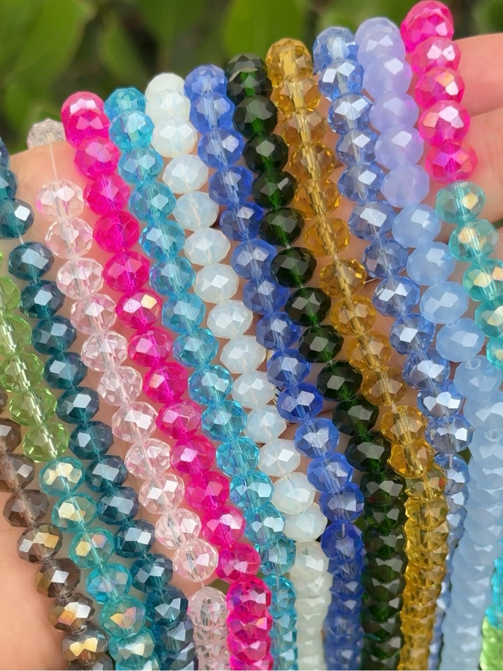 Mixed Faceted Crystal Bead Strands - Bright Multi Color 13 Strand Lot